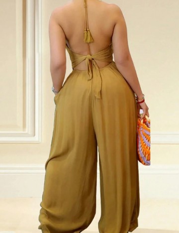 Salopeta SHEIN CURVE, mustar