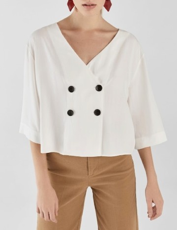 Camasa Oversize Bershka, alb