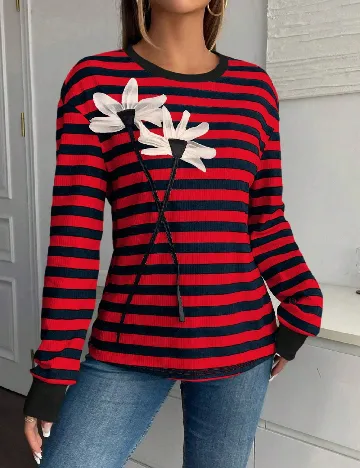 Bluza SHEIN, rosu/bleumarin