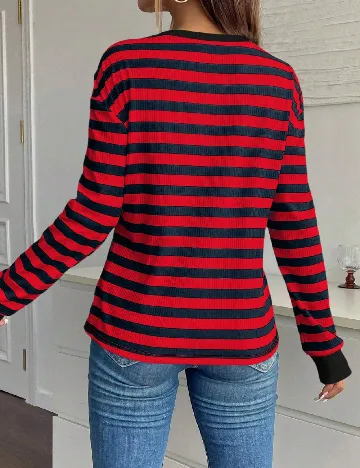 Bluza SHEIN, rosu/bleumarin