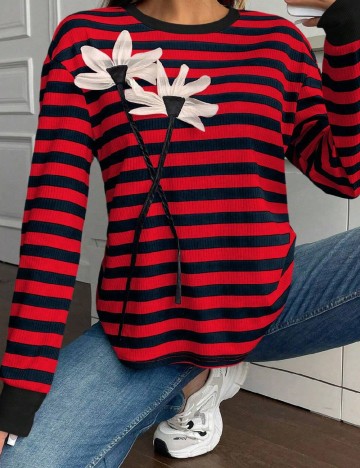 Bluza SHEIN, rosu/bleumarin