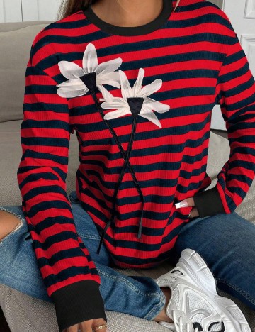 Bluza SHEIN, rosu/bleumarin
