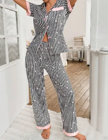 Pijama SHEIN, alb/negru