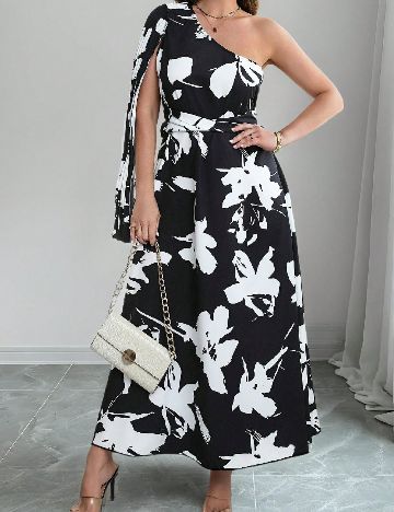 Rochie lunga SHEIN CURVE, negru/alb