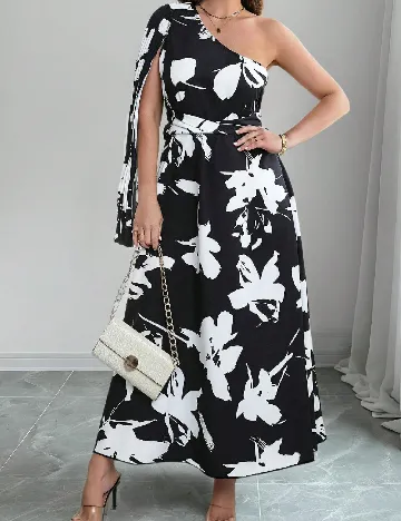 Rochie lunga SHEIN CURVE, negru/alb