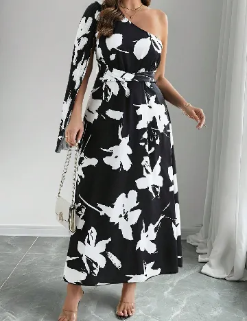 Rochie lunga SHEIN CURVE, negru/alb