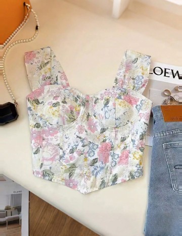 Top SHEIN, floral print
