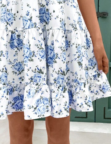 Rochie scurta SHEIN, albastru/alb