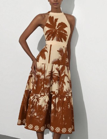 Rochie medie SHEIN, maro/crem