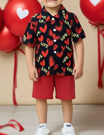 Compleu Shein Kids, negru/rosu