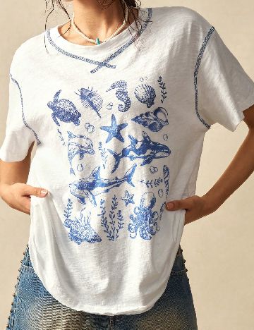 Tricou Oversize SHEIN, alb