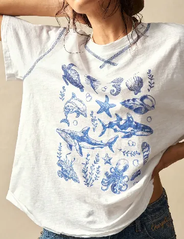 Tricou Oversize SHEIN, alb