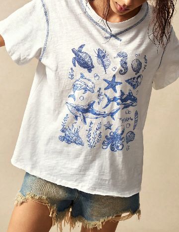Tricou Oversize SHEIN, alb
