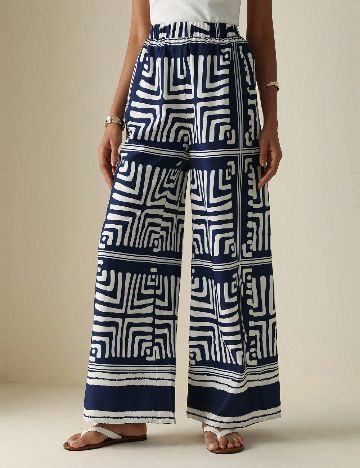 Pantaloni SHEIN, albastru/alb