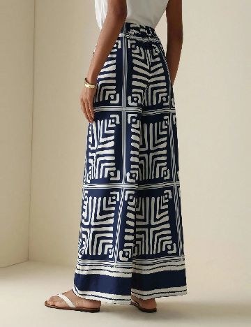 Pantaloni SHEIN, albastru/alb