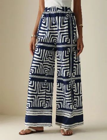 Pantaloni SHEIN, albastru/alb