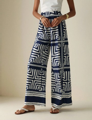 Pantaloni SHEIN, albastru/alb