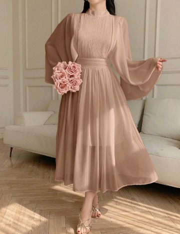 Rochie medie Dazy, maro deschis