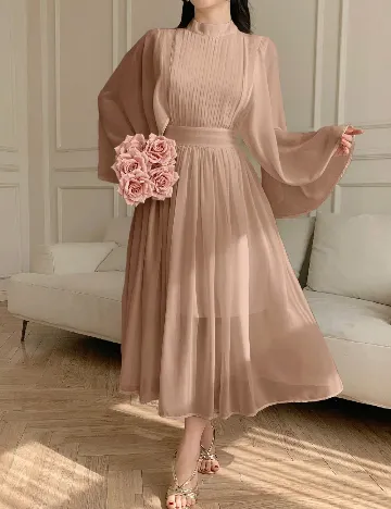 Rochie medie Dazy, maro deschis