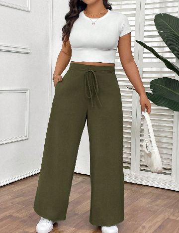 Pantaloni SHEIN CURVE, verde