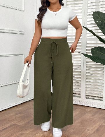 Pantaloni SHEIN CURVE, verde