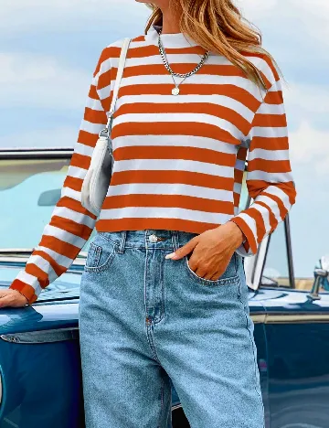 Bluza SHEIN, alb/portocaliu