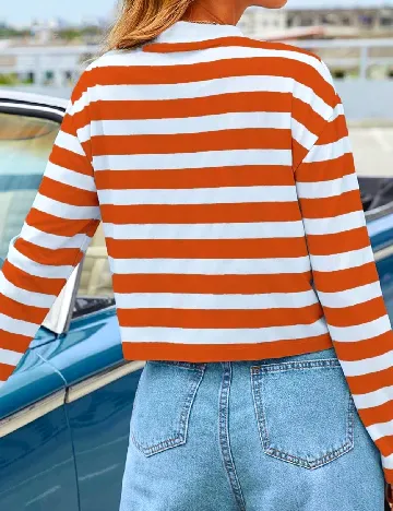 Bluza SHEIN, alb/portocaliu