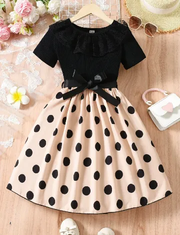 Rochie Shein Kids, negru/crem