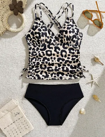 Costum de baie Shein Kids, negru/ecru