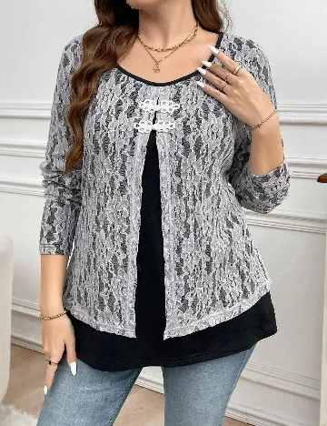 Bluza SHEIN CURVE, negru/alb