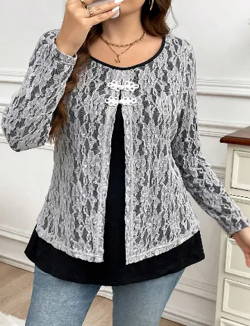 Bluza SHEIN CURVE, negru/alb