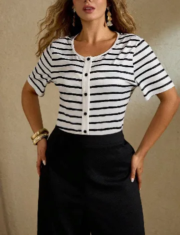 Bluza SHEIN CURVE, alb/negru