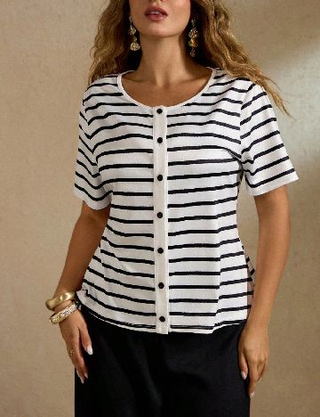 Bluza SHEIN CURVE, alb/negru