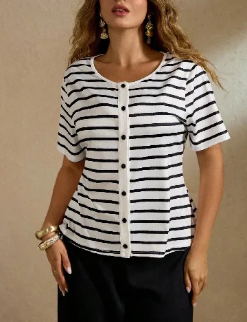 Bluza SHEIN CURVE, alb/negru