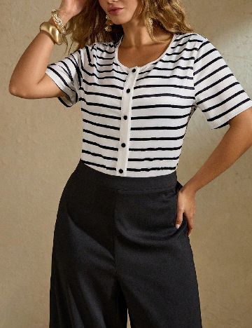 Bluza SHEIN CURVE, alb/negru