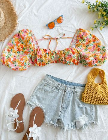 Top SHEIN, floral print