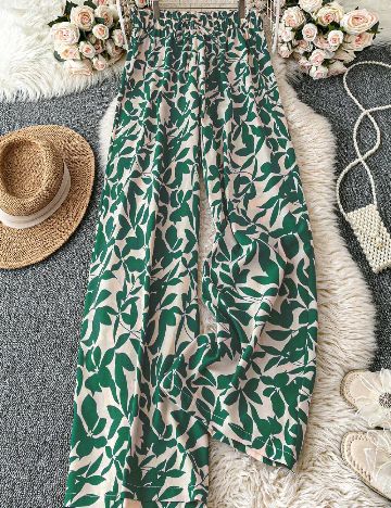 Pantaloni SHEIN CURVE, verde/crem
