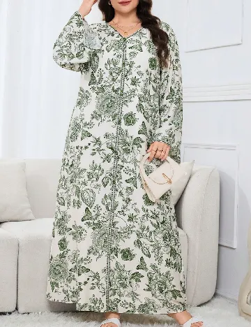 Rochie lunga SHEIN CURVE, verde/alb
