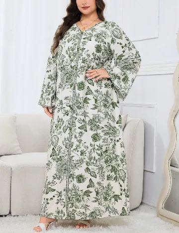 Rochie lunga SHEIN CURVE, verde/alb