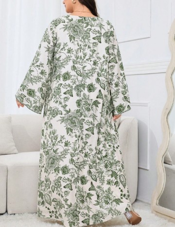 Rochie lunga SHEIN CURVE, verde/alb