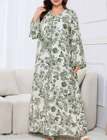 Rochie lunga SHEIN CURVE, verde/alb