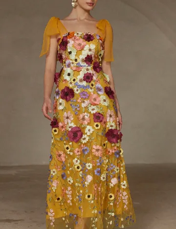Rochie lunga Aveloria, galben