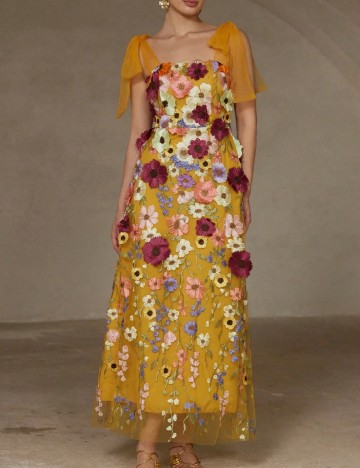 Rochie lunga Aveloria, galben