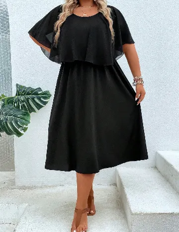 Rochie medie Joress Plus Size, negru