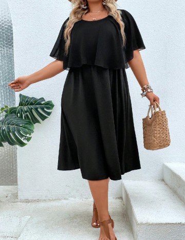 Rochie medie Joress Plus Size, negru