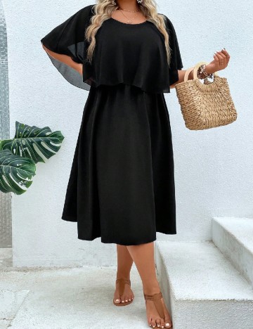 Rochie medie Joress Plus Size, negru