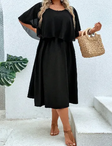 Rochie medie Joress Plus Size, negru