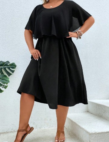 Rochie medie Joress Plus Size, negru