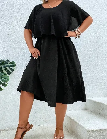 Rochie medie Joress Plus Size, negru