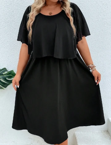 Rochie medie Joress Plus Size, negru